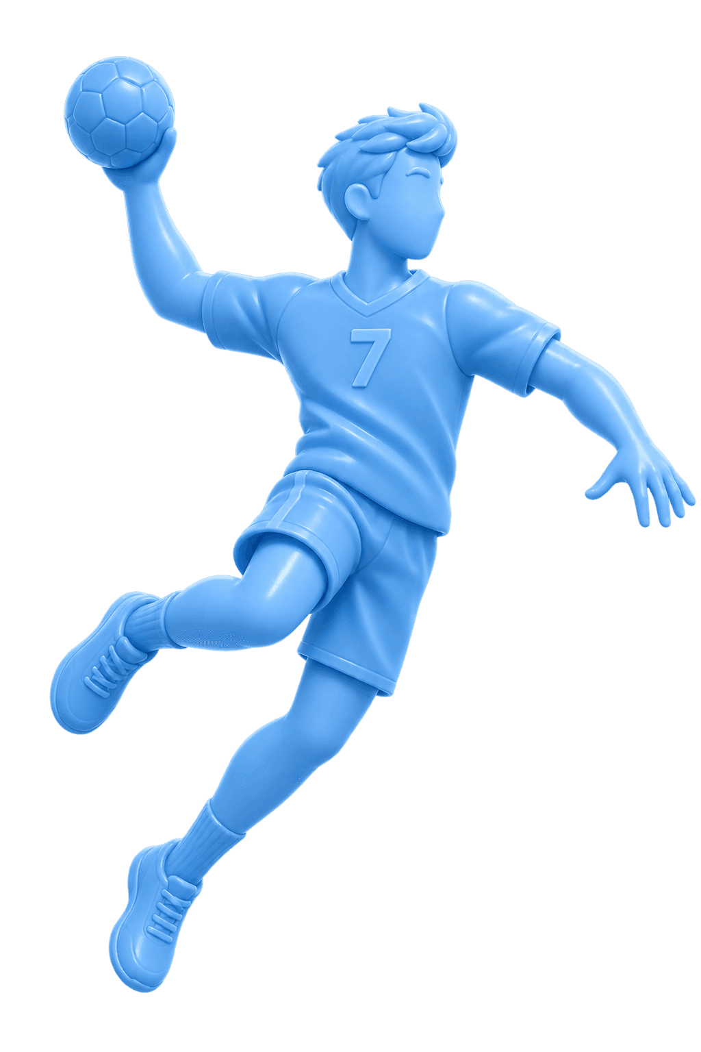 A handball player shooting at goal
