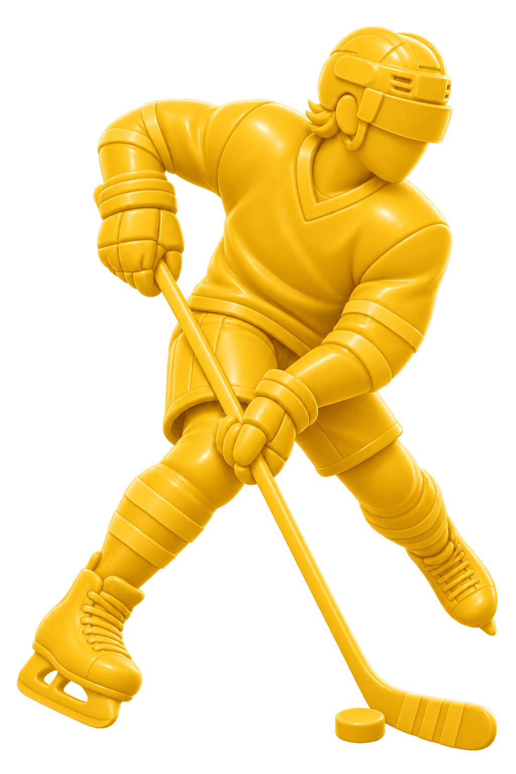 An ice hockey player breaking towards goal